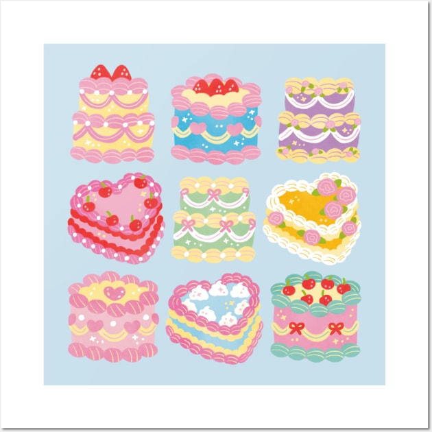 Lovely Retro Cakes Wall Art by Figberrytea